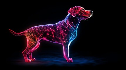 Wall Mural - abstract neon animal plexus: vibrant backgrounds for business cards and digital designs | future dog