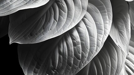 Elegant hosta leaf in black and white