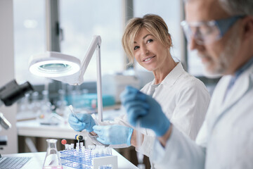 Wall Mural - research team working in the lab
