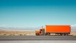 An orange truck is parked on the side of the road. This versatile image can be used to illustrate transportation, automotive, or roadside concepts 