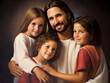 © May - Oil painting of Jesus hugging children