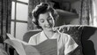 © PSCL RDL - 1950s woman reading a letter, happiness