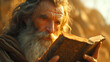 old man reading law book, ancient times
