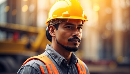 Wall Mural - Construction worker wearing safety helmet