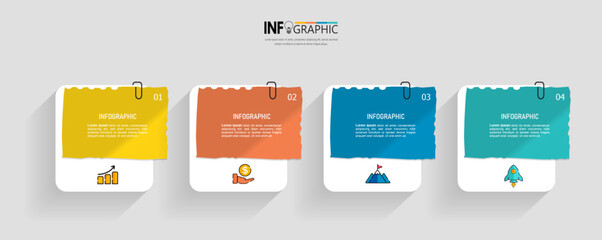 Sticker - Infographics design template business concept with 4 steps vector	