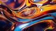 Vibrant macro shot: abstract metallic liquids creating mesmerizing background
