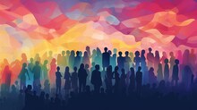 Inclusive Society: Stylized Illustration Of Diverse Crowd Emphasizing Individual Differences And Equal Opportunities

