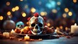 Feast of the dead. decoration with soft focus light and bokeh background