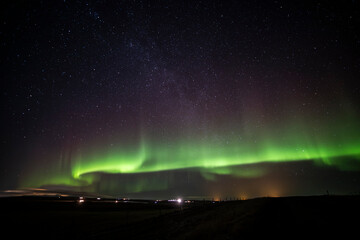 northern lights in hella area in winter