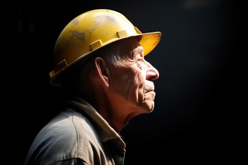 Wall Mural - profile of a miners silhouette against a tunnel light
