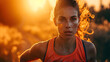 © czfphoto - Golden Hour Portrait of Determined Female Athlete in Action