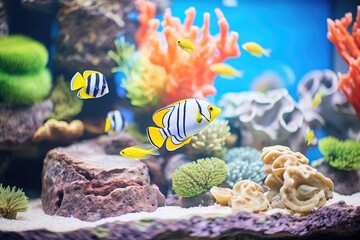 Wall Mural - colorful fish swimming in a reef tank