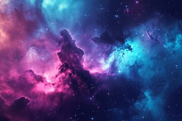 Wall Mural - Nebula stardust wallpaper, blue, purple and magenta galaxy. Generative AI