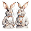 Two funny rabbits in the style of steam punk