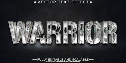 Wall Mural - Warrior editable text effect, metallic and shiny text style