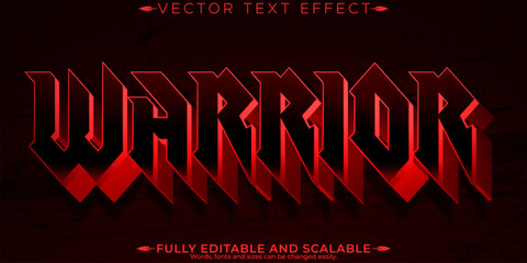 Poster - Editable text effect warrior, 3d battle and combat font style