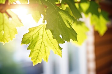 Sticker - grape leaves with sunlight piercing through