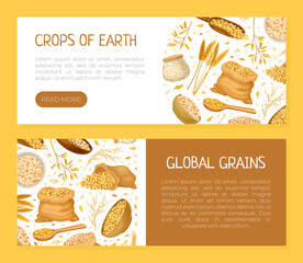 Wall Mural - Grain Cereal Banner Design with Natural Crop Harvest Vector Template