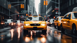 Fototapeta Nowy Jork - Yellow Cab Ballet: Taxis in the Rhythm of the City, Generative AI