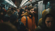 © Adolfo Perez Design - Metro Dynamics: Men Riding the Vibrant City Subway, Generative AI