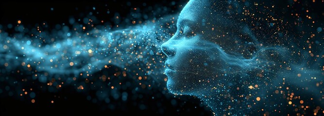 abstract digital human face, ai concept of big data or cybersecurity, 4k, generative ai.