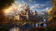 Fairytale castle, whimsical turrets, secretive drawbridges, enchanting secrets, weaving tales, magical wonder. Generated by AI.