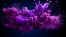Explosion Of Purple Powder On Black Background