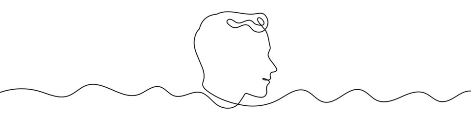Wall Mural - continuous editable drawing of a male face. one line drawing background. vector illustration. male f