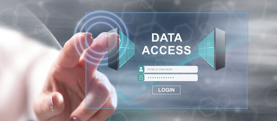 Woman touching a data access concept