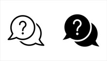 Question Mark Icon Set. Bubble Question Icon, FAQ Questions Symbol On A White Background.