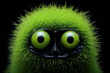 Close up of monarch caterpillar s velvety skin, revealing microscopic hairs and segments