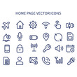 Home page line icons set , contact us vector icon