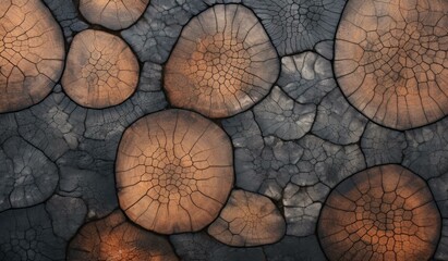 Poster - A captivating close-up of tree rings, showcasing the intricate patterns and textures of nature's history. Generative AI.