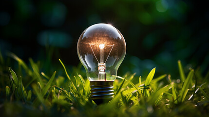 Wall Mural - light bulb in the grass