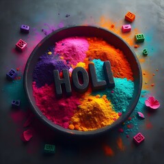 Wall Mural - Creative holi text with color