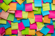 Set of colorful blank sticky notes background. Empty sticky notepad paper copy space collection stuck on wall. collection of colorful variety post it. Sticky Notepapers on Wall in Office