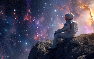 astronaut stargazing: an astronaut gazing at the cosmos, conveying the awe and wonder of space explo