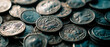 Close up image of a pile of coins. Investment, inflation, money, costs, financial and currency concept.
