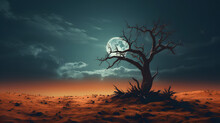 Abstract Halloween Background With Dead Tree