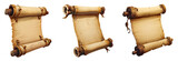 Fototapeta  - Set of pirate ancient paper scrolls, cut out - stock png.
