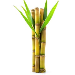  Sugarcane with leaf isolated on white background