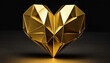 © Ester - Origami heart of metallic golden cardboard on dark background