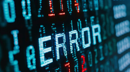 ERROR writing. System hacking with info message. Background with a code on a blue. Cyber security and cybercrime
