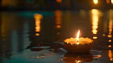 Wall Mural - candles in the water