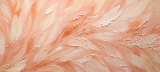 Aufkleber - Closeup of abstract rough peach fuzz color colored art painting texture, with oil or acrylic brushstroke feathers waves, pallet knife paint on canvas background
