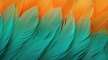 Beautiful Green Color Trends Feather Texture Background With Orange Light