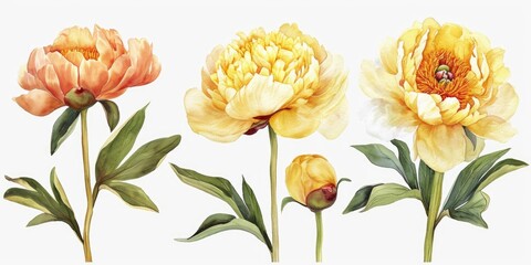 Poster - A vibrant painting depicting three yellow and orange flowers. Perfect for adding a touch of color and nature to any space