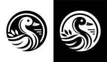 Set Of Black And White Swans