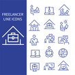 freelance vector icons set, remote work icon vector