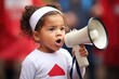 mini actress with a megaphone and scripts